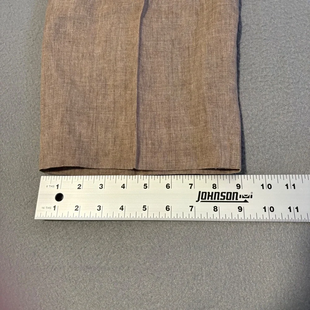 Joseph Abboud Dress Pants Mens 42x28 Tan 100% Linen Leomaster Italian Fabric